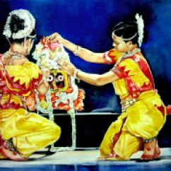 Dr. Somnath Bhattacharyya India Odissi mangalacharan - a divine celebration 24x18"